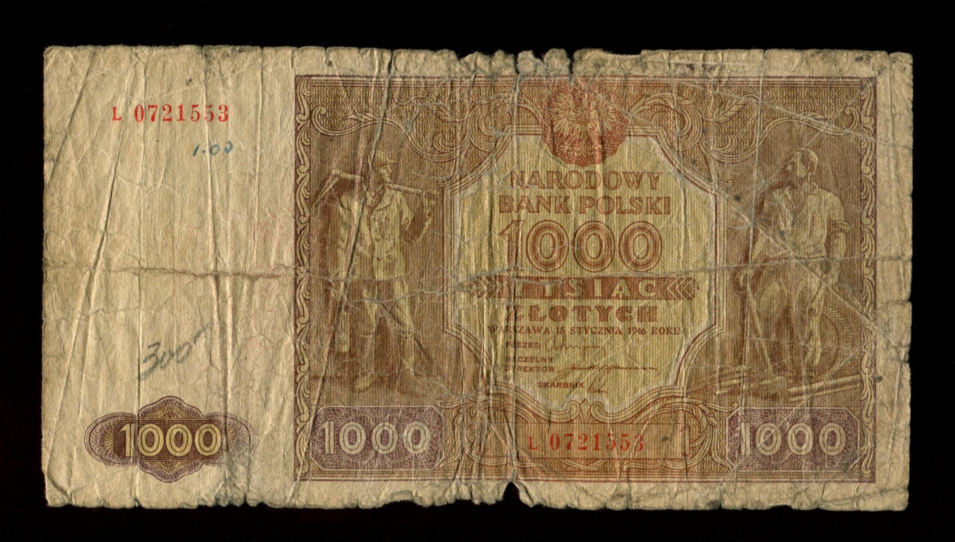 Бона. 1000 злотых 1946 г. Польша